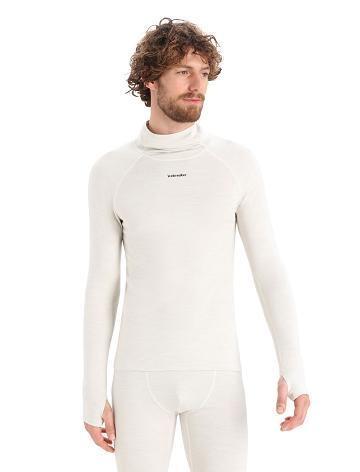 Ecru Heather Men's Icebreaker MerinoFine™ Long Sleeve Roll Neck Base Layers | USA 1343NWYB